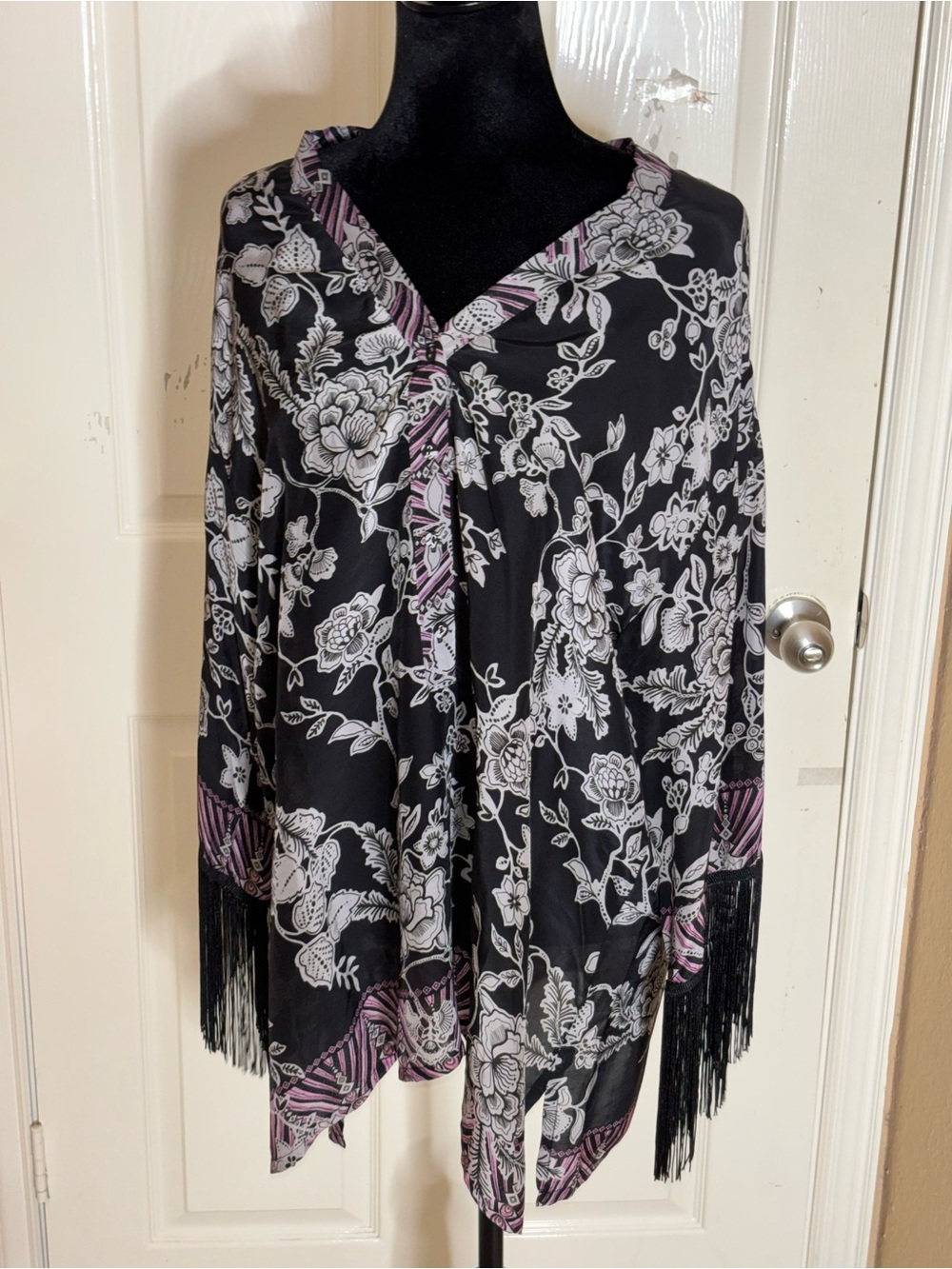 Johnny Was Black Edina Fringe Blouse XLarge - Picture 5 of 13